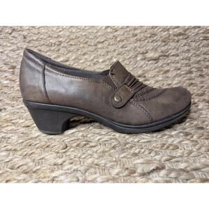 Earth Orgins Women's "Rochester" Brown Leather Slip-on Clogs Size 7.5M